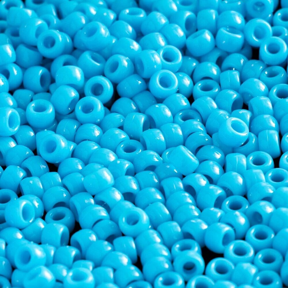 1000 Acrylic Pcs Blue Pony Beads 6x9mm Bulk for Arts Bracelet Necklace Jewelry M